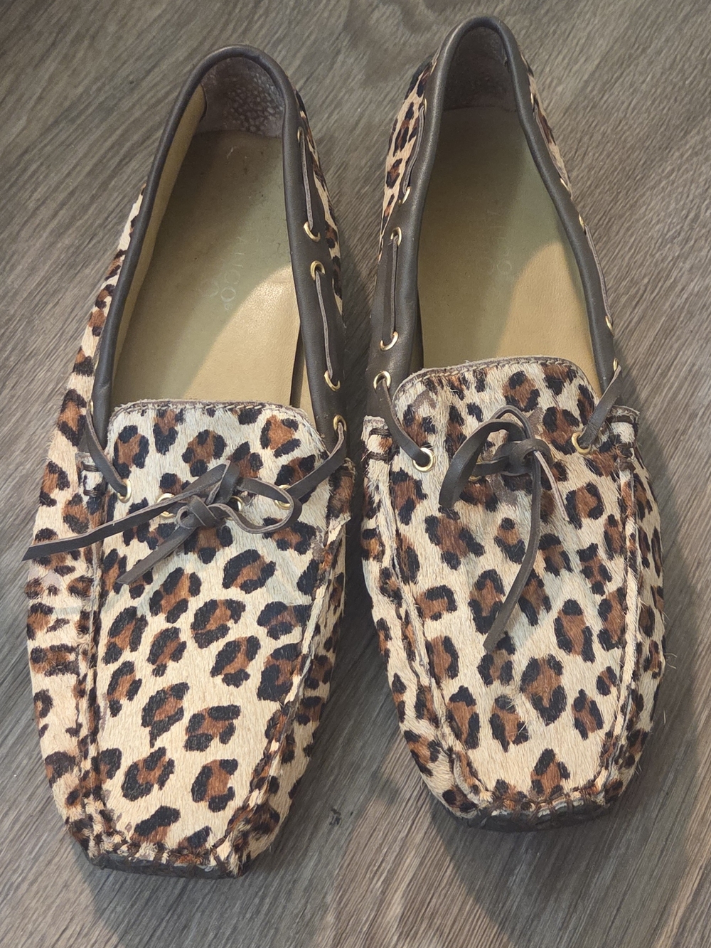Franco Sarto Leopard-Print Moccasin Loafers in Brown and Black